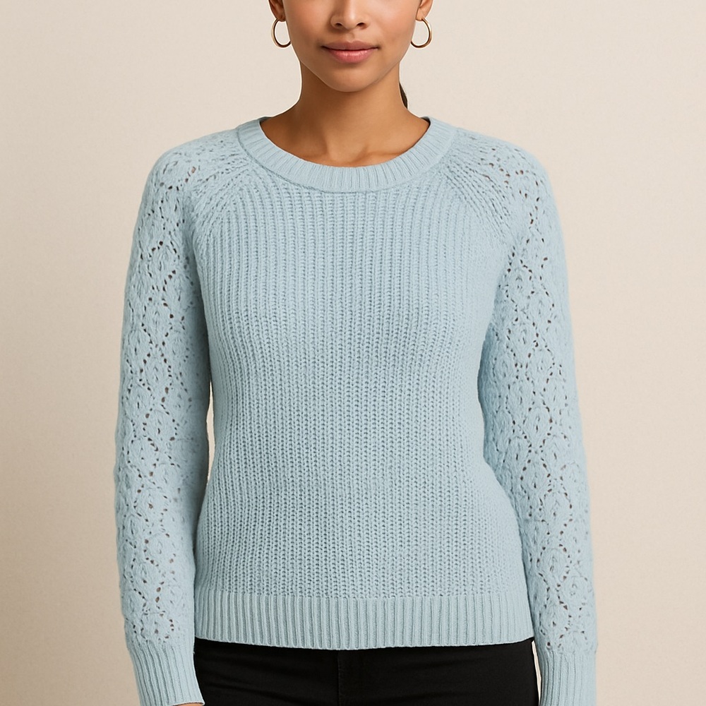 LC Lauren Conrad Light Blue Crew Neck Knit Sweater